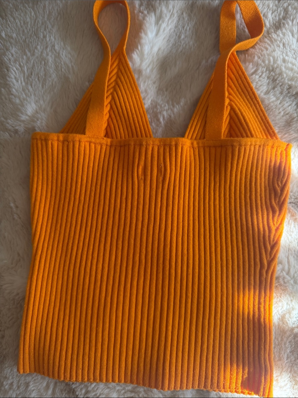 aerie Orange Ribbed Button-Front Tank Top - Picture 6 of 7
